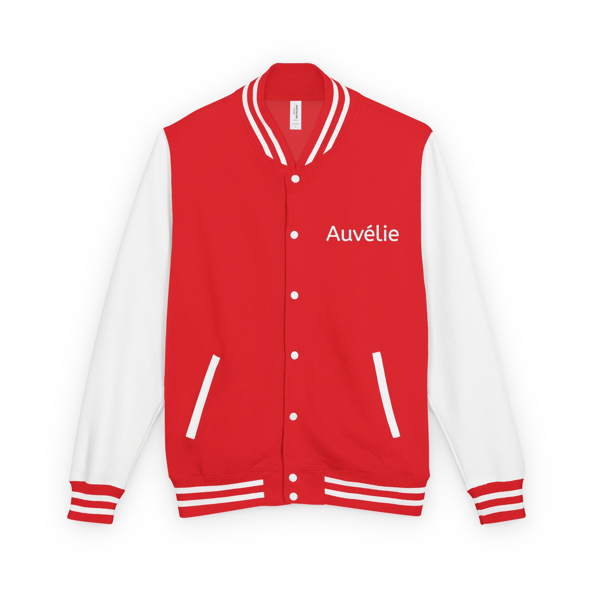 Letterman Jacket - Personalized 'Auvélie' Red & White Varsity Style
