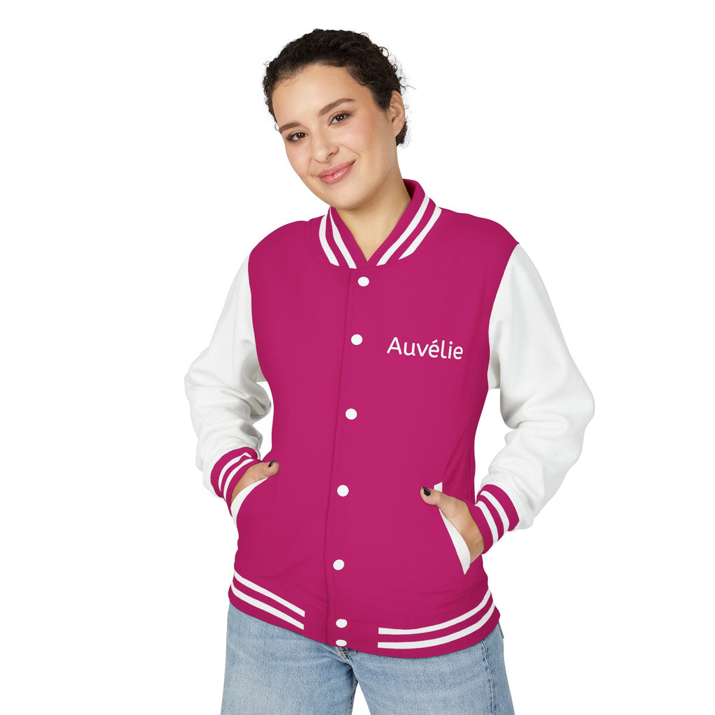 Letterman Jacket - Personalized 'Auvélie' Red & White Varsity Style