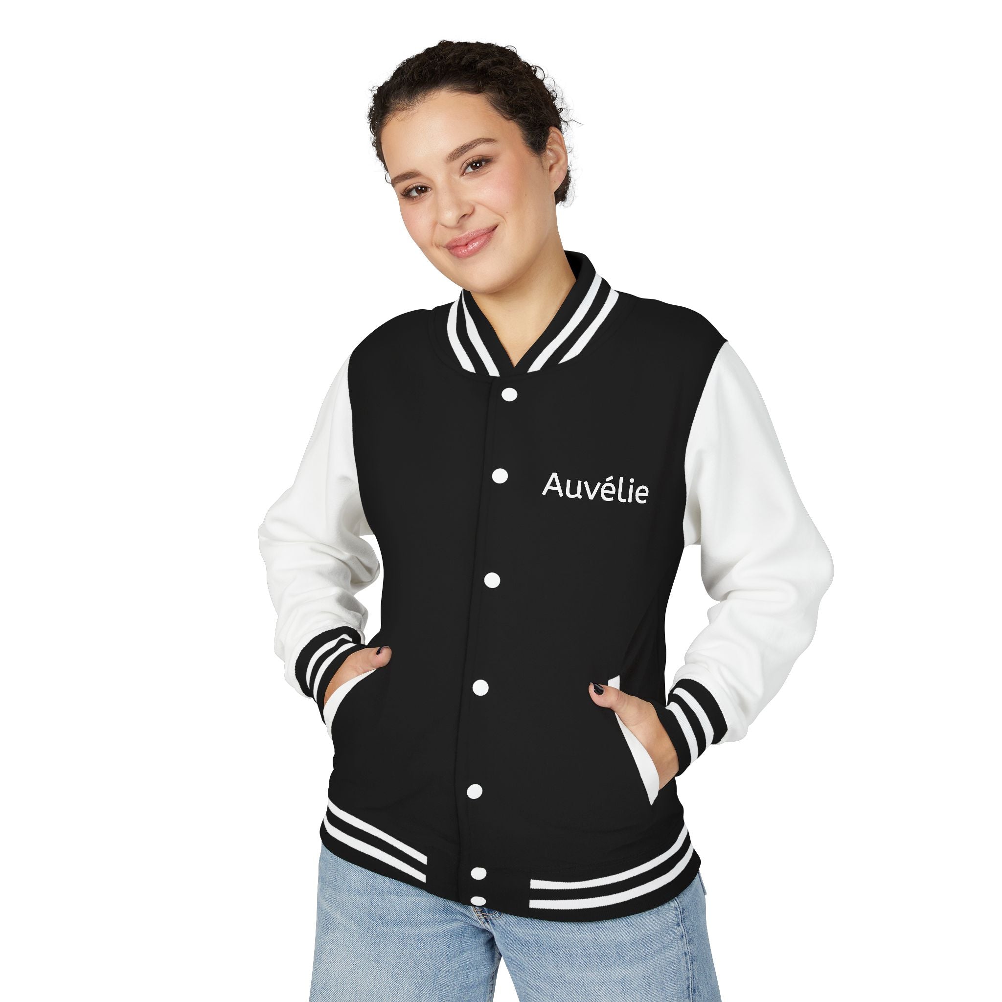Letterman Jacket - Personalized 'Auvélie' Red & White Varsity Style